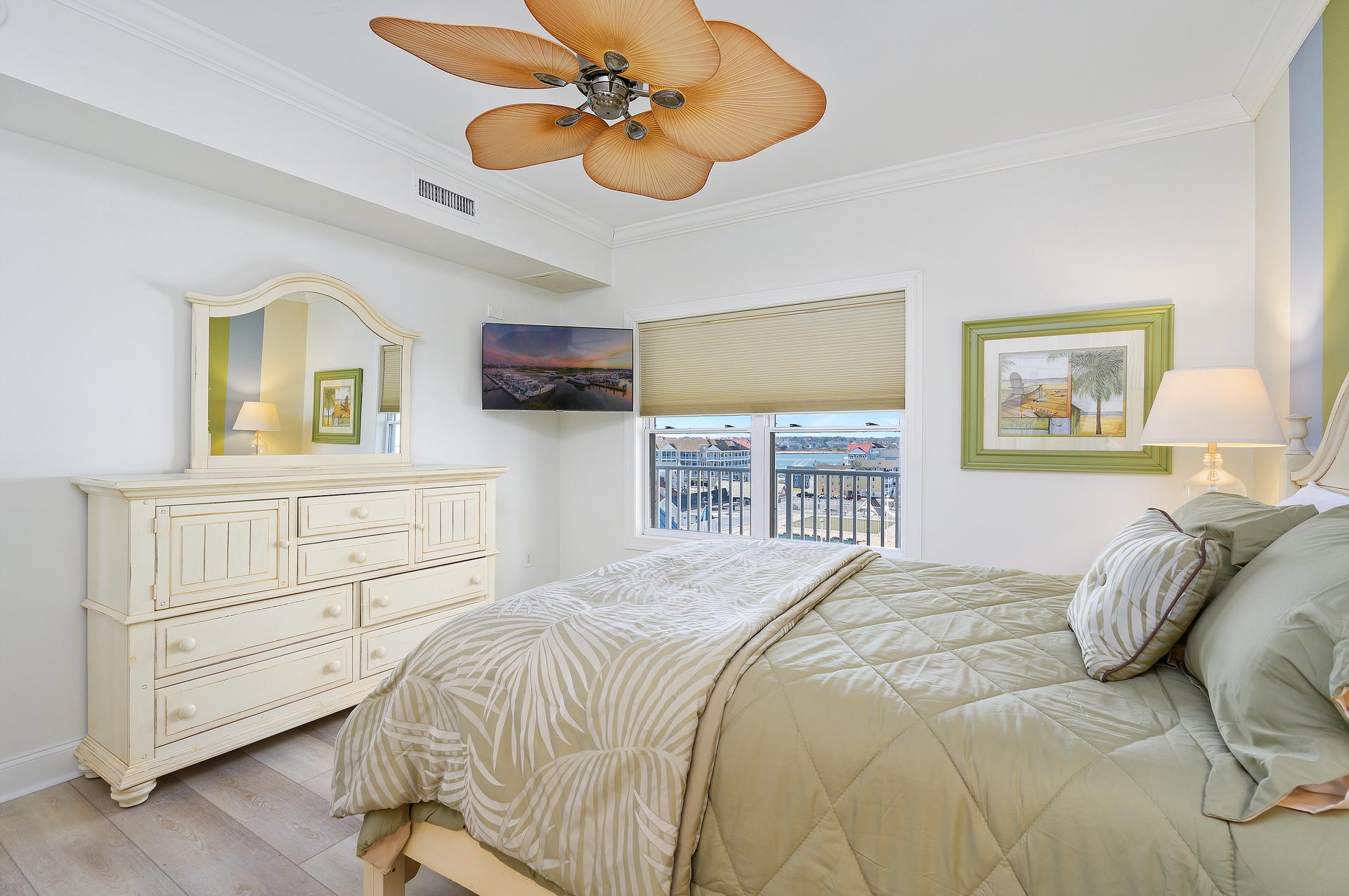 Slip into the Queen Bed for a good night's rest or just for a little quiet time streaming a Movie