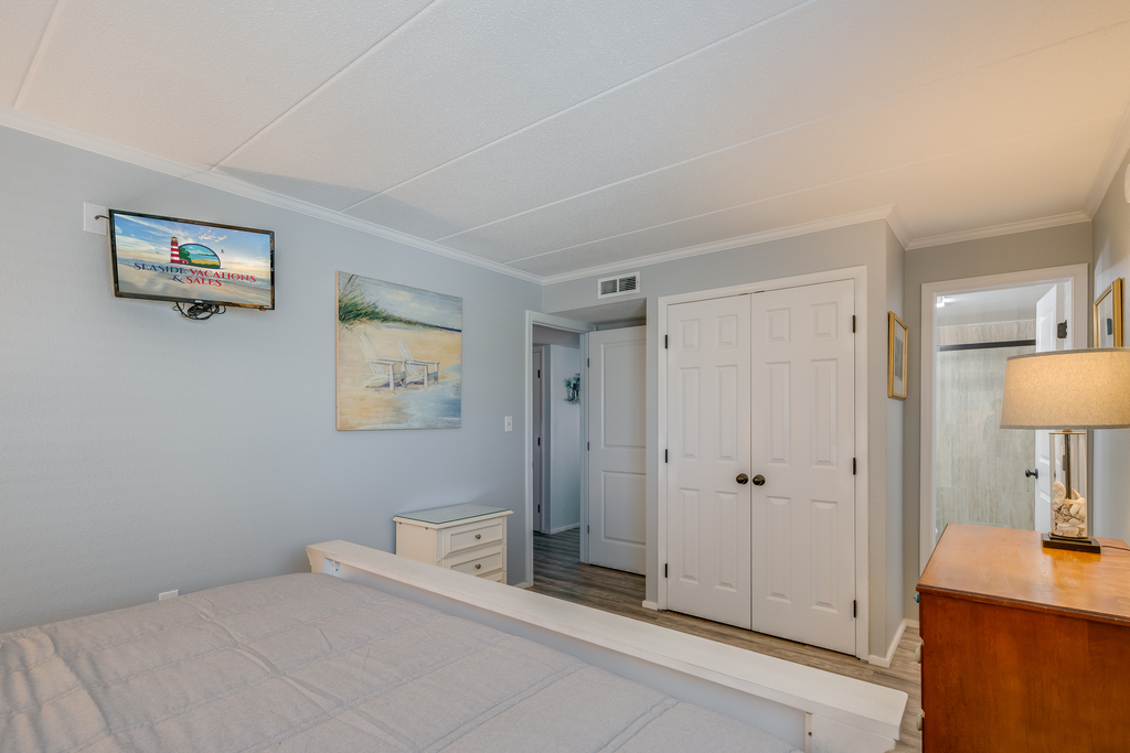 Large closet offers plenty of storage during your stay!