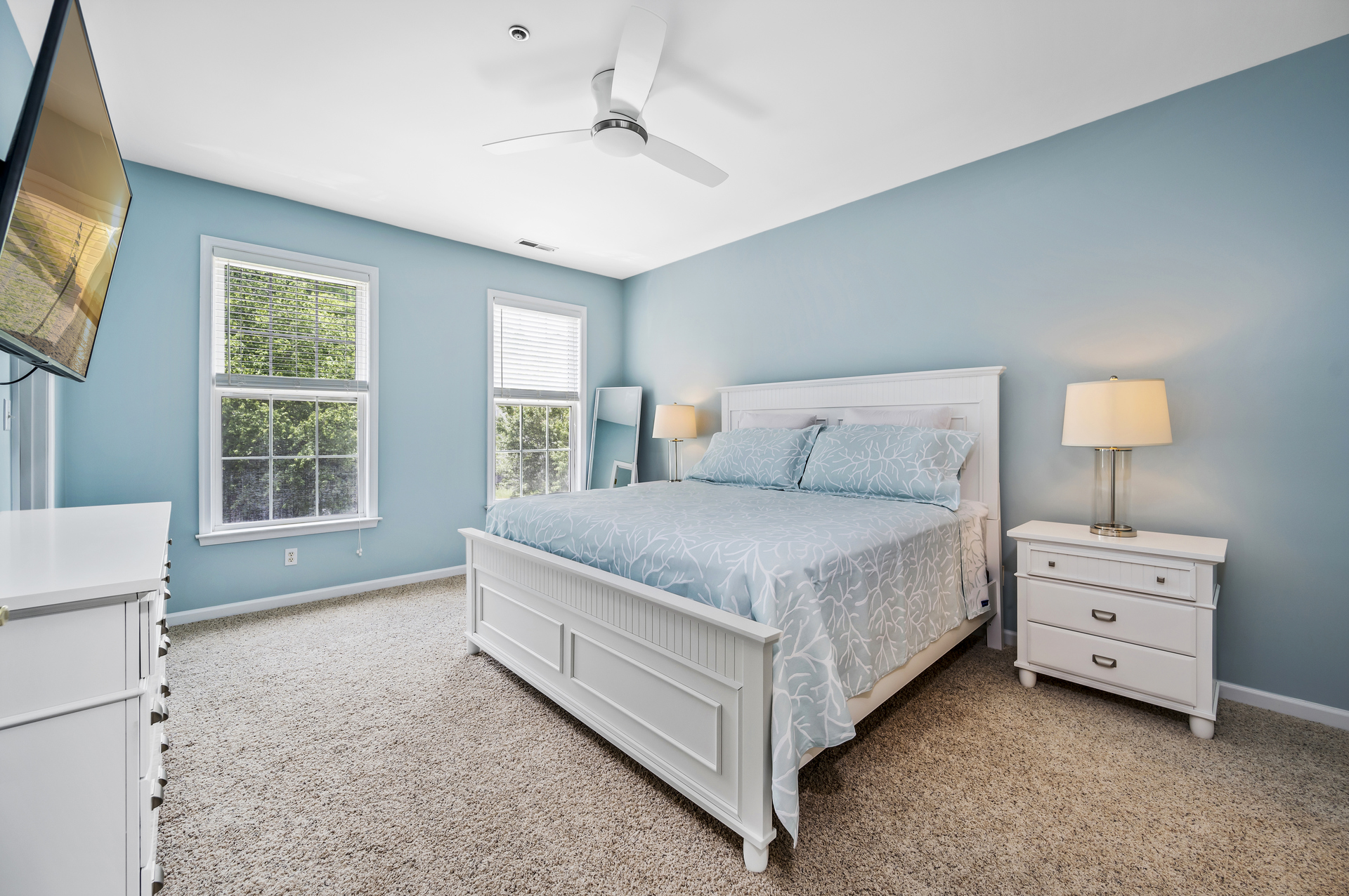 This luxurious Master bedroom with king bed is located on the main level