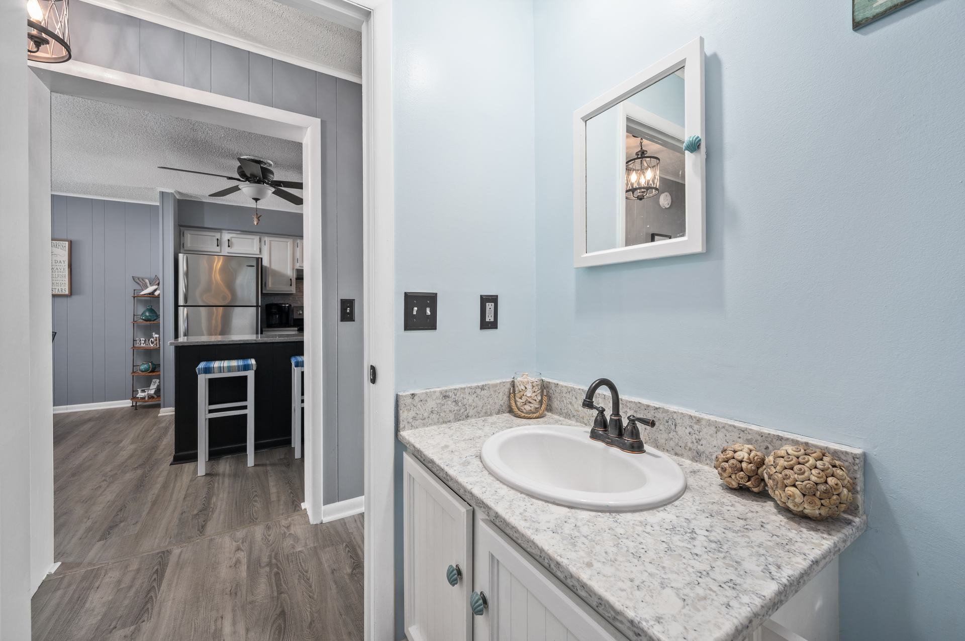 A 2nd Full Bath is convenient to Bedrooms and Living Area.