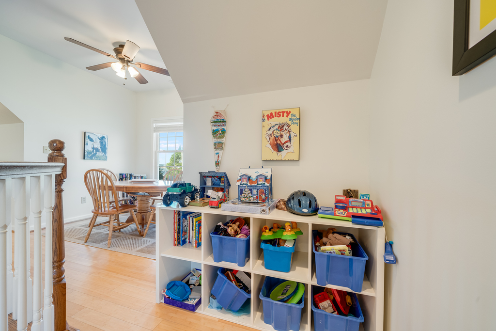 Your kids will love this upstairs play area with toys, games, and space to spread out and have fun.