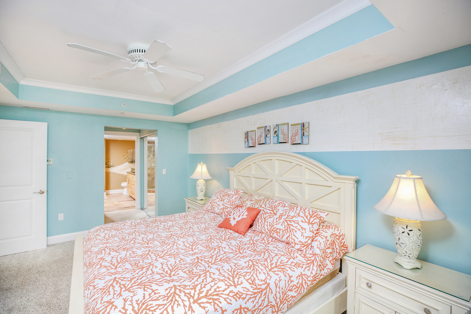 Primary Bedroom has a plush King Bed.