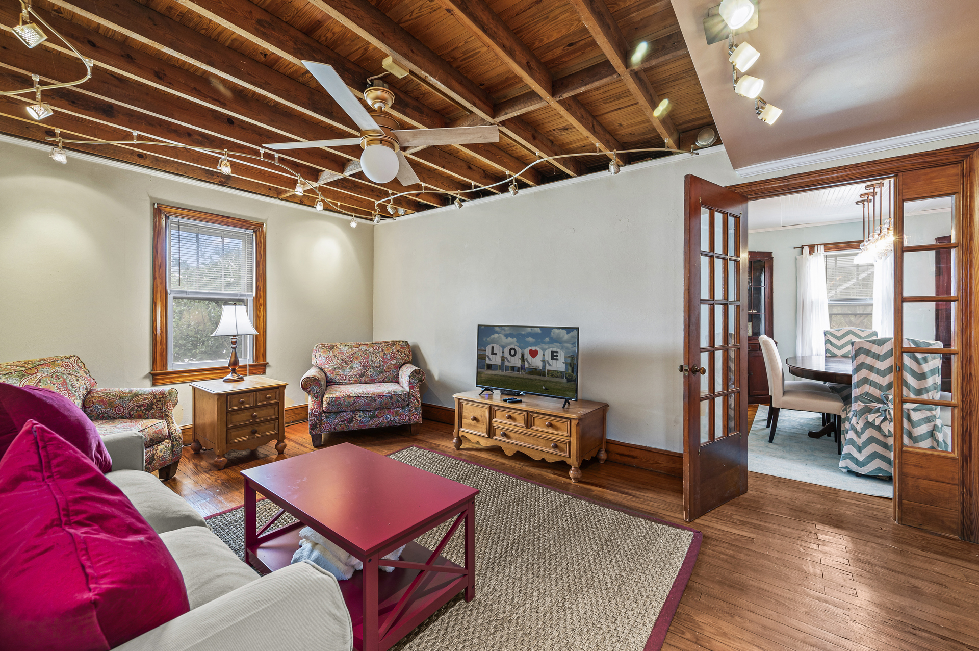 Warm, inviting colors and furnishings throughout.