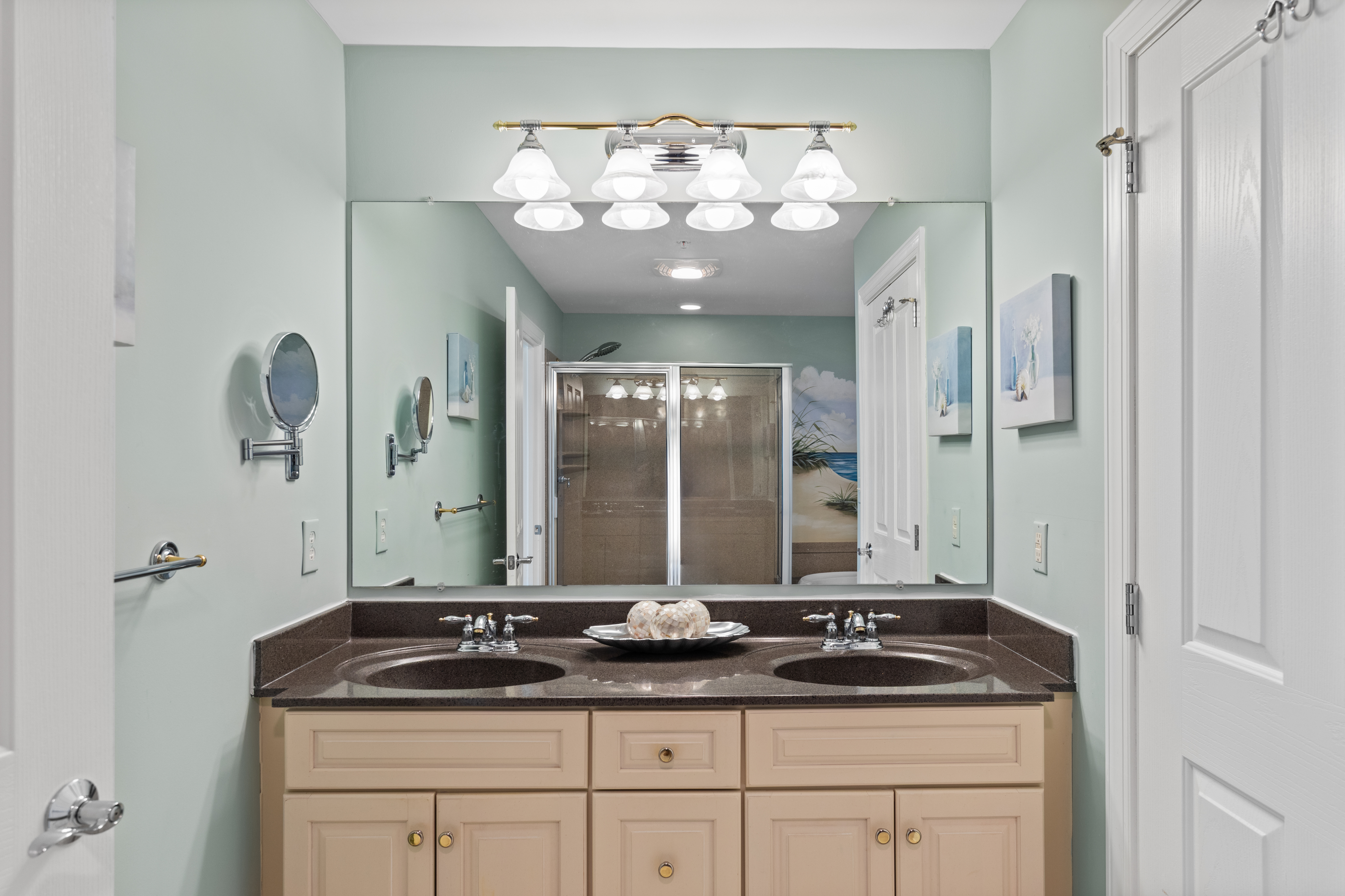 Individual sinks provide added luxury!