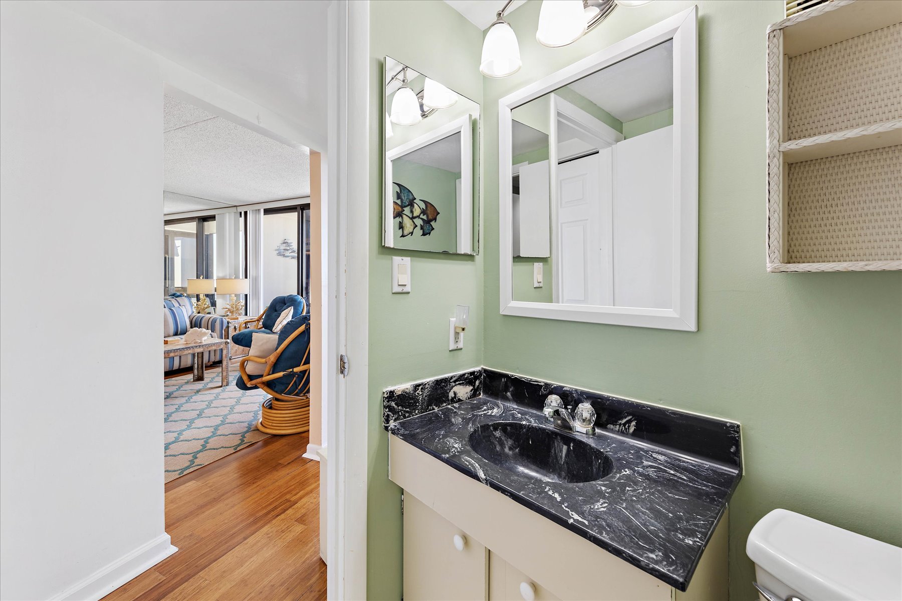 Attached to Bedroom 1 & Living Area is a Unique Full Bath.