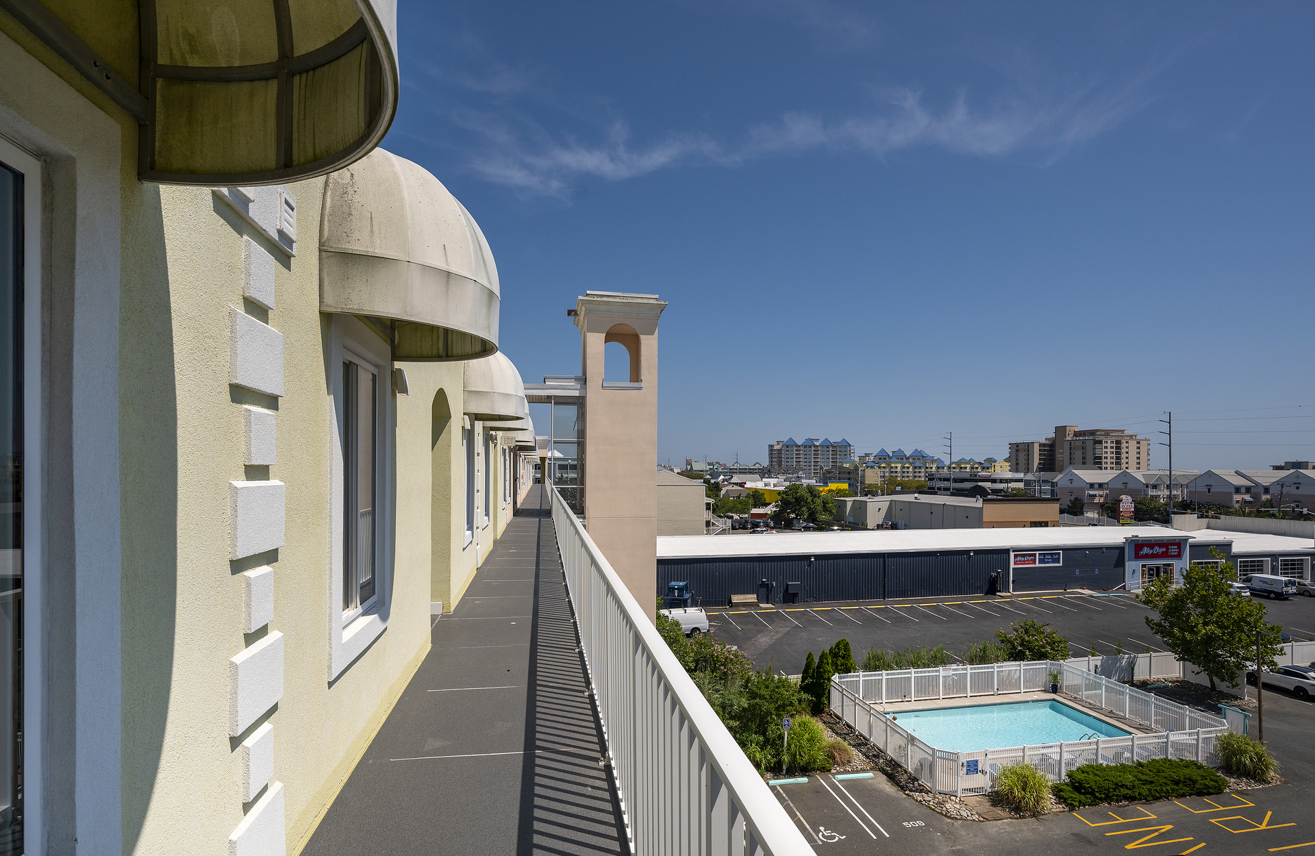 Open walkway to enter the condo provides great views of Ocean City