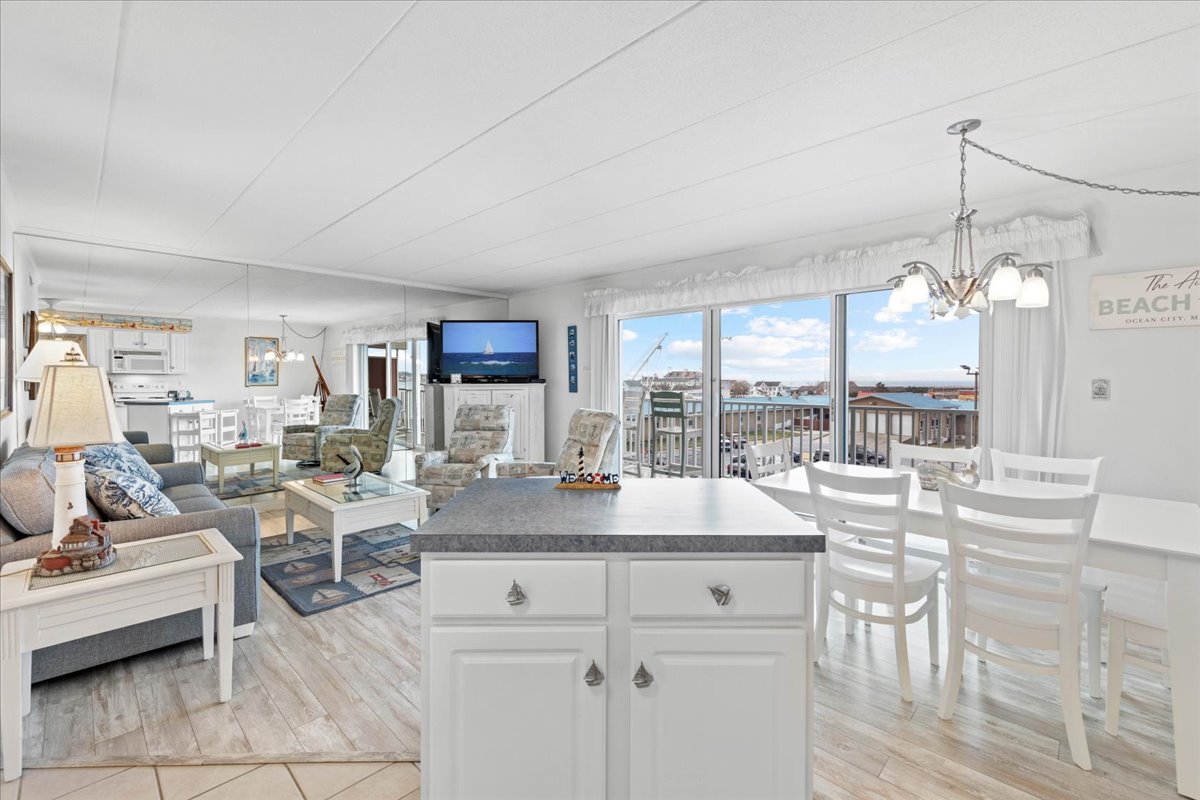 The Dining area is adjacent to the Kitchen and provides seating for 6.