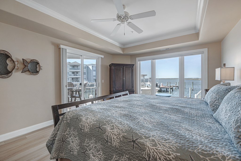 A wall of windows to the water welcomes you each morning!