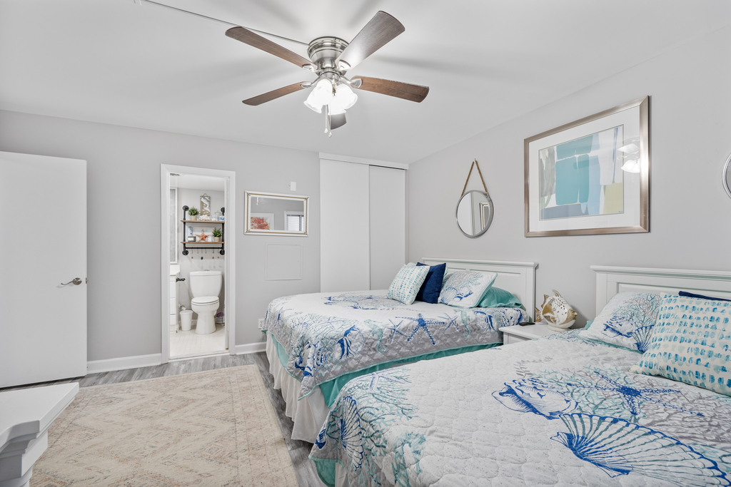 The Bedroom offers a Queen- and Full-Size Bed.