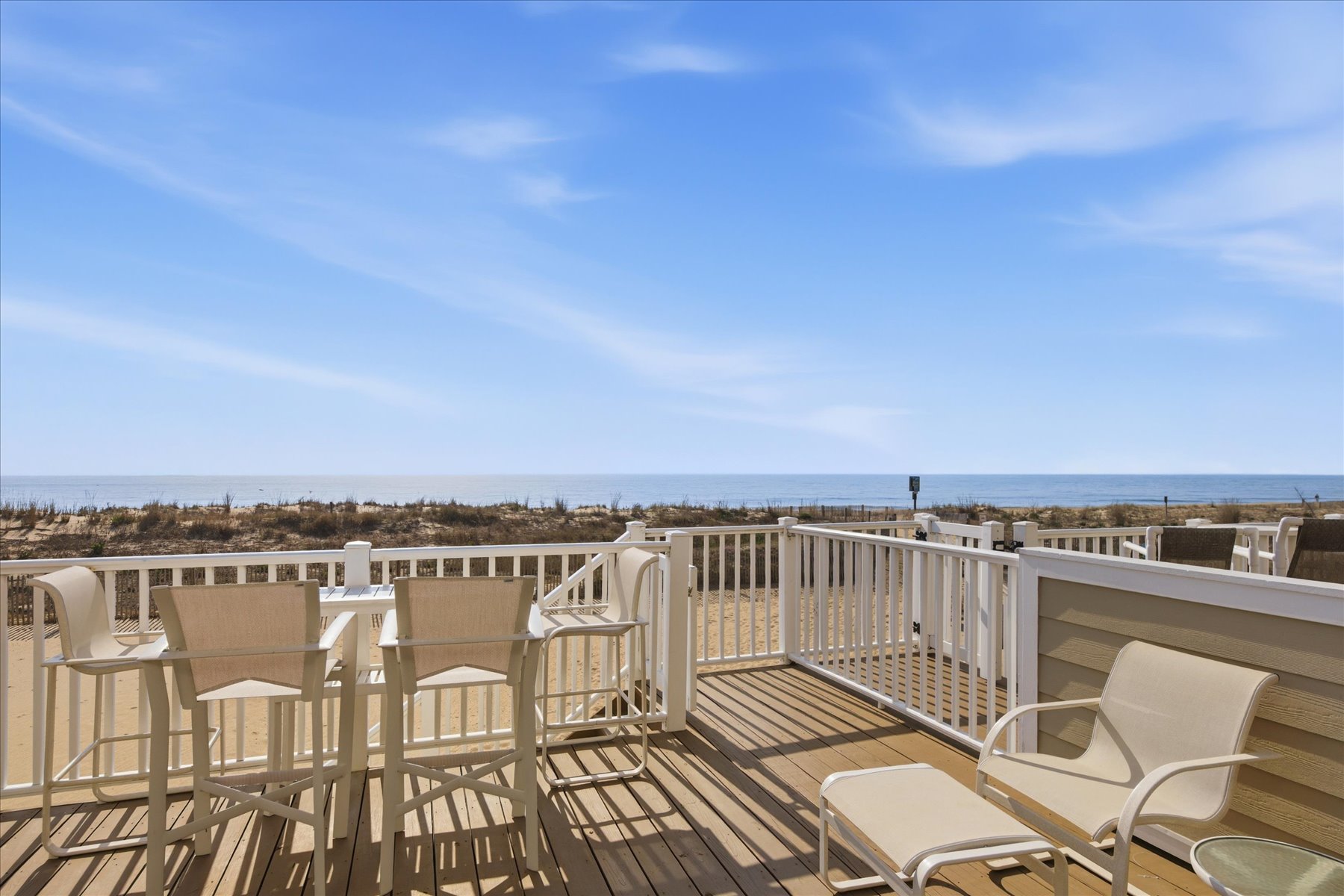 You can walk right down the steps to be directly on the Beach.