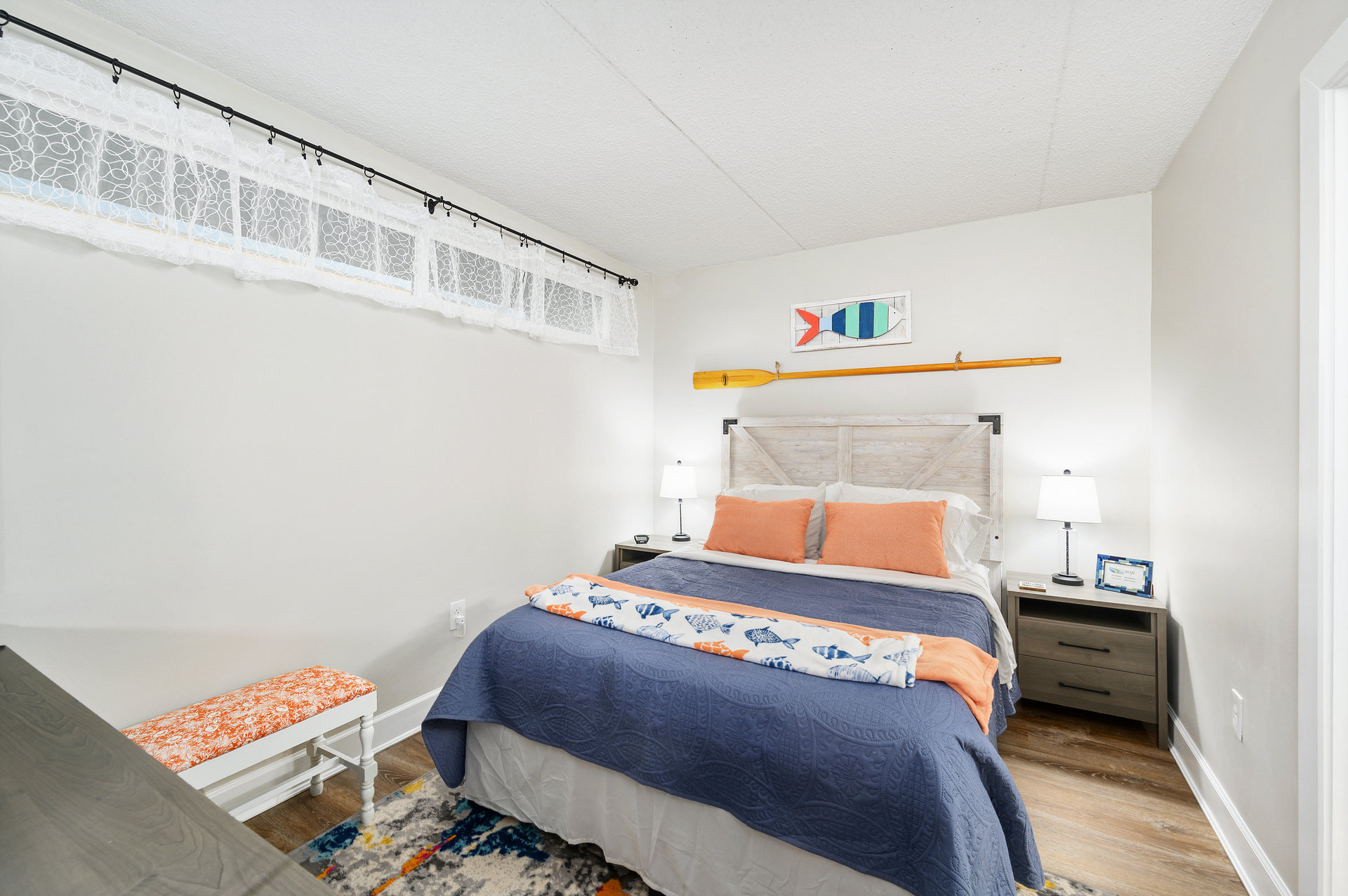 Bedroom 2 is also a Primary with a plush Queen bed.