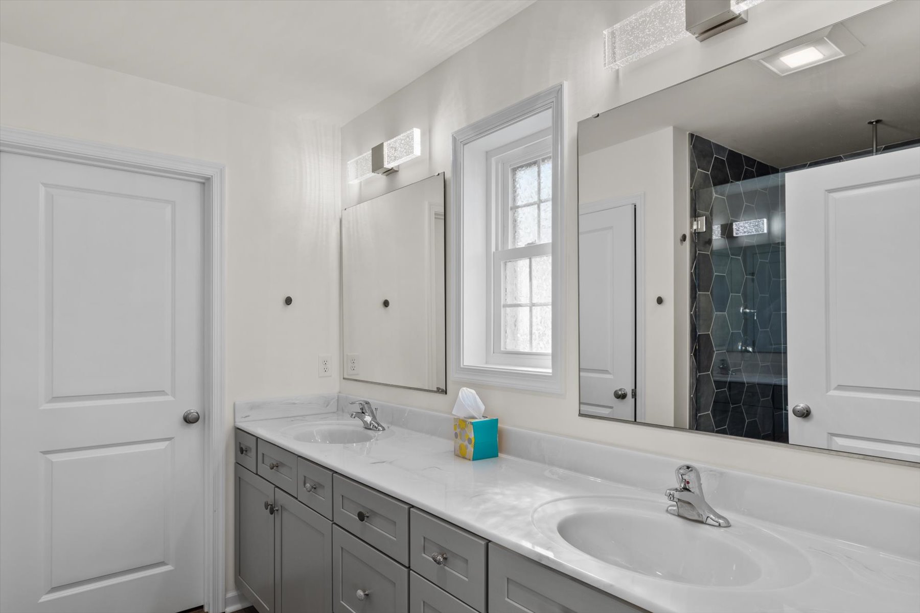 Private Master Bath with Double Vanity and Custom Shower.