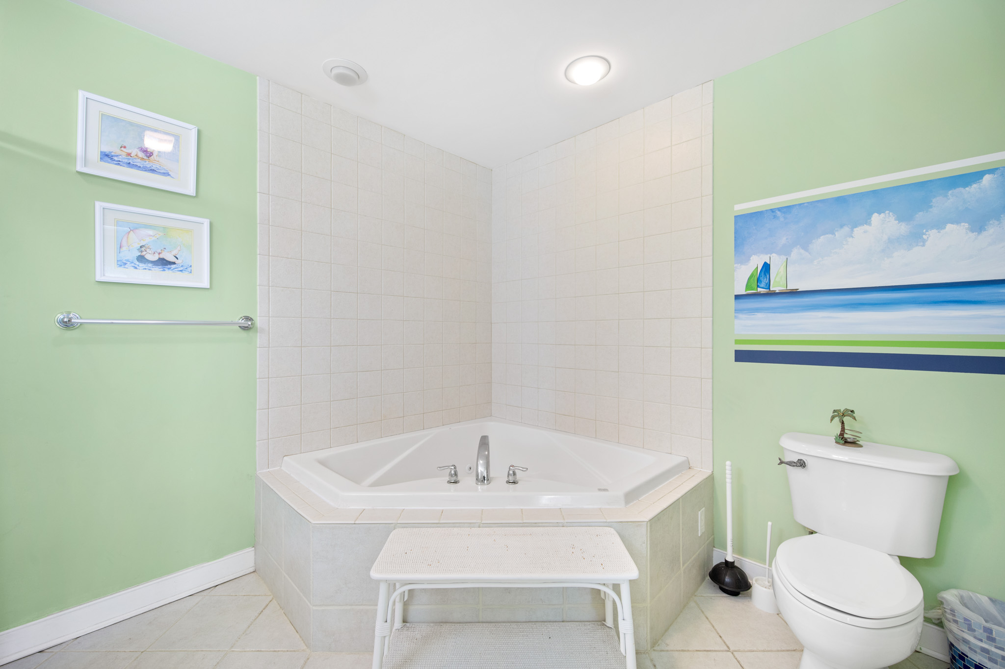 Soak away all your stresses in this Corner Soaking Tub!