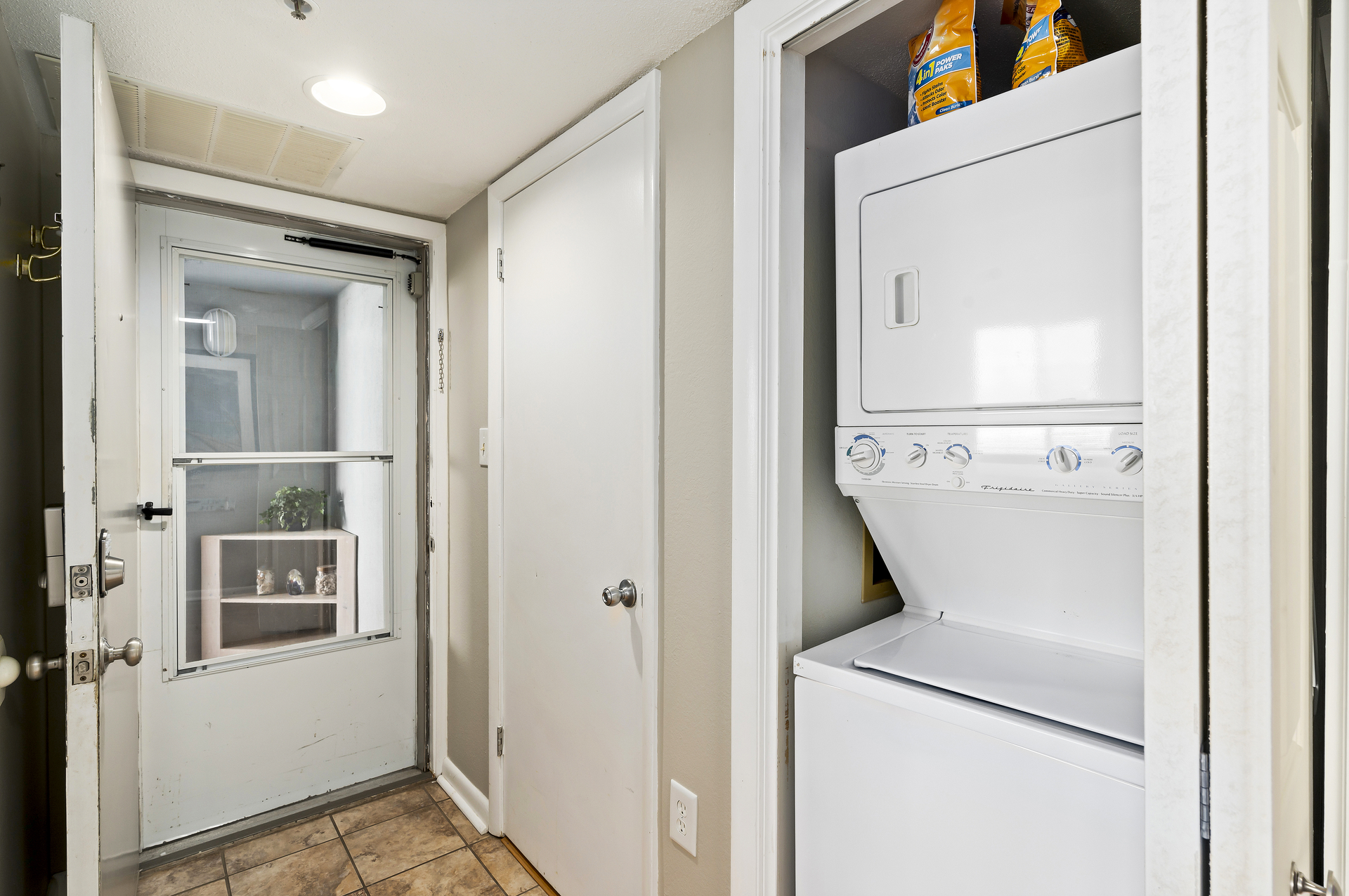 Stacked Washer & Dryer in case you need to toss in a quick load!