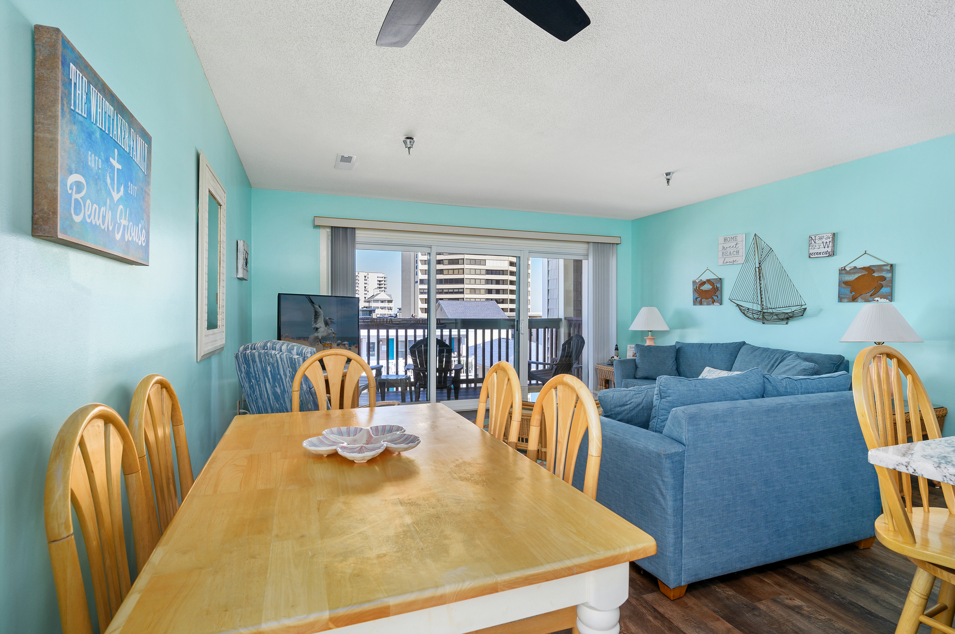 This open dining area comfortable seats 6.