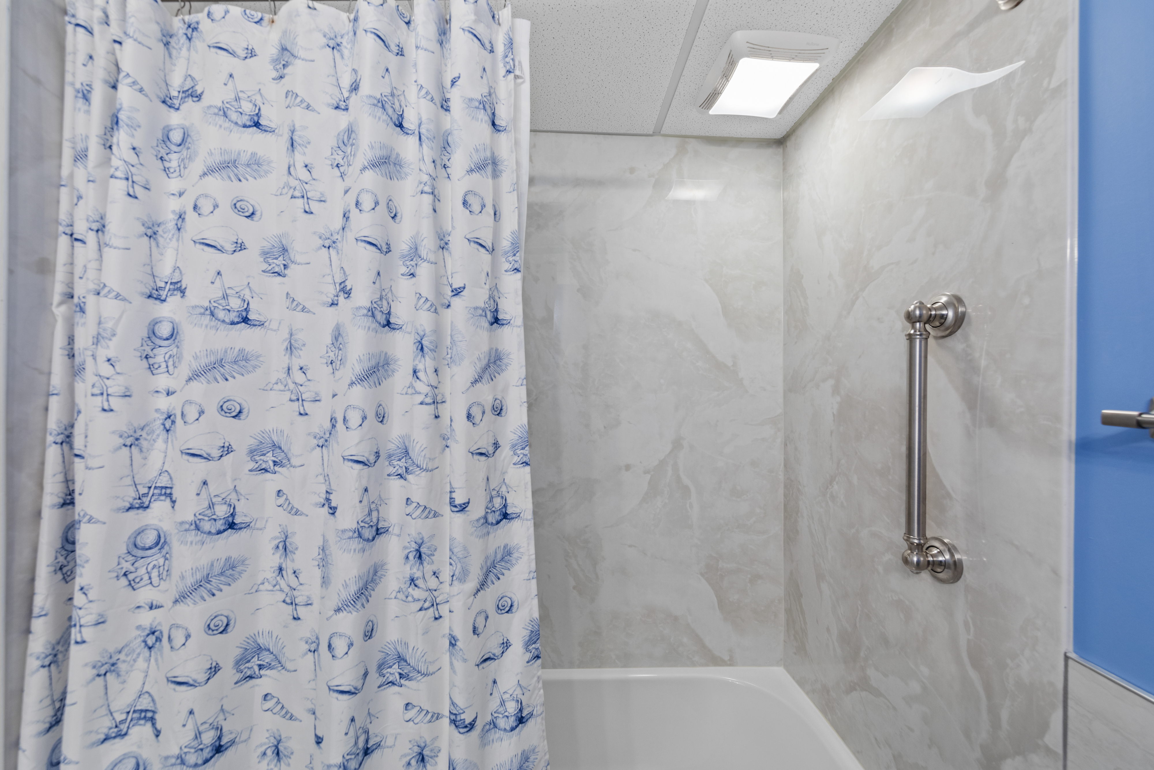 With a Tile Shower/Tub Combo.