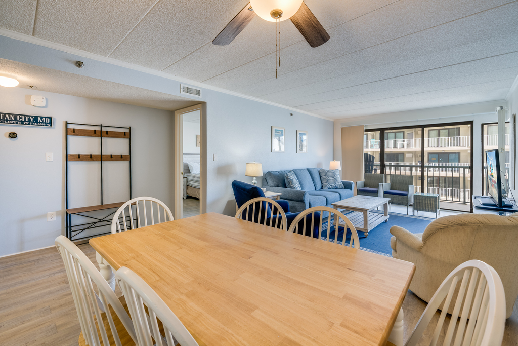 Dining room table with seating for 6.