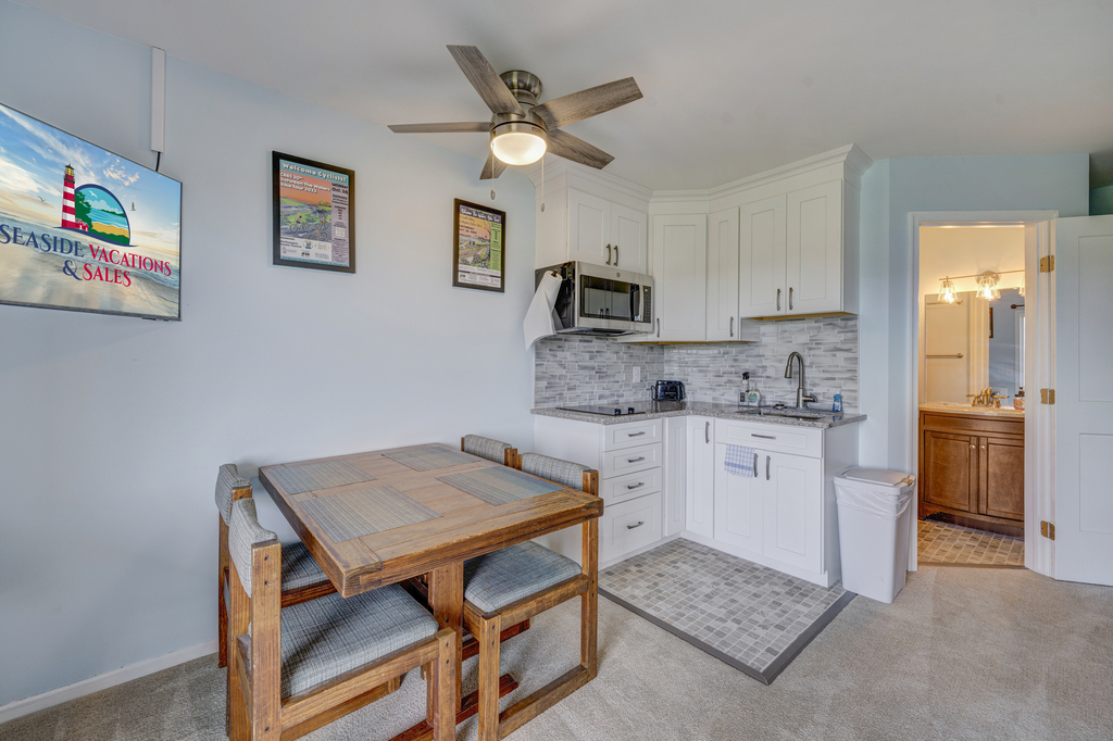 The awesome Kitchenette has a mini-fridge, cooktop, coffee pot, and more.