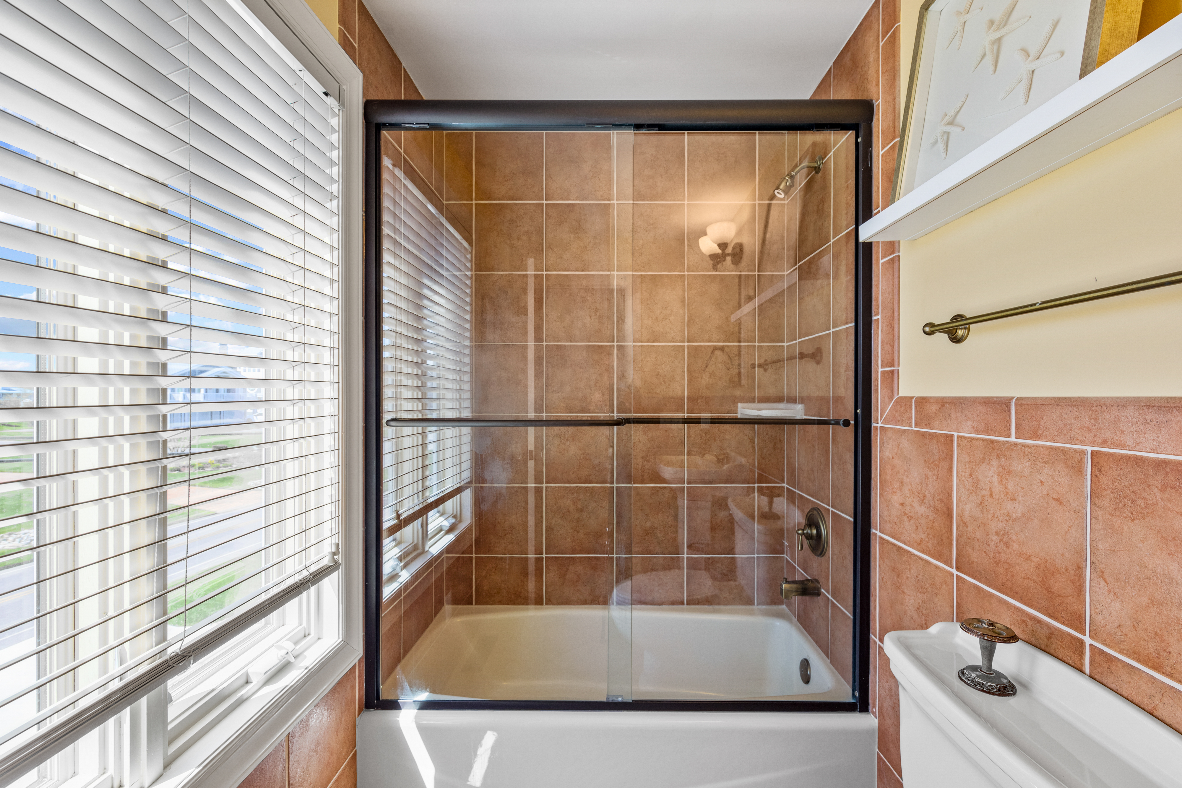 Soak in the Tub or take a quick Shower with this Shower/Tub combo.