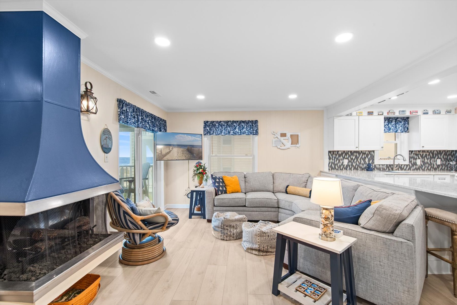 Bright, open living space steps from the beach!