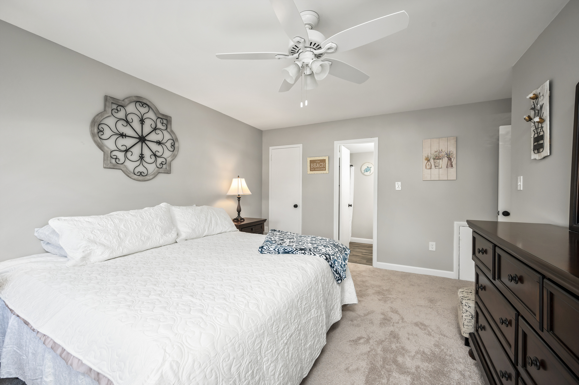 Primary has a comfy King Bed.