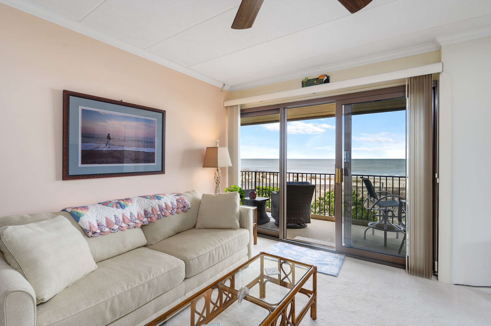 Listen to the sound of the ocean waves crashing as your recap your day with your loved ones