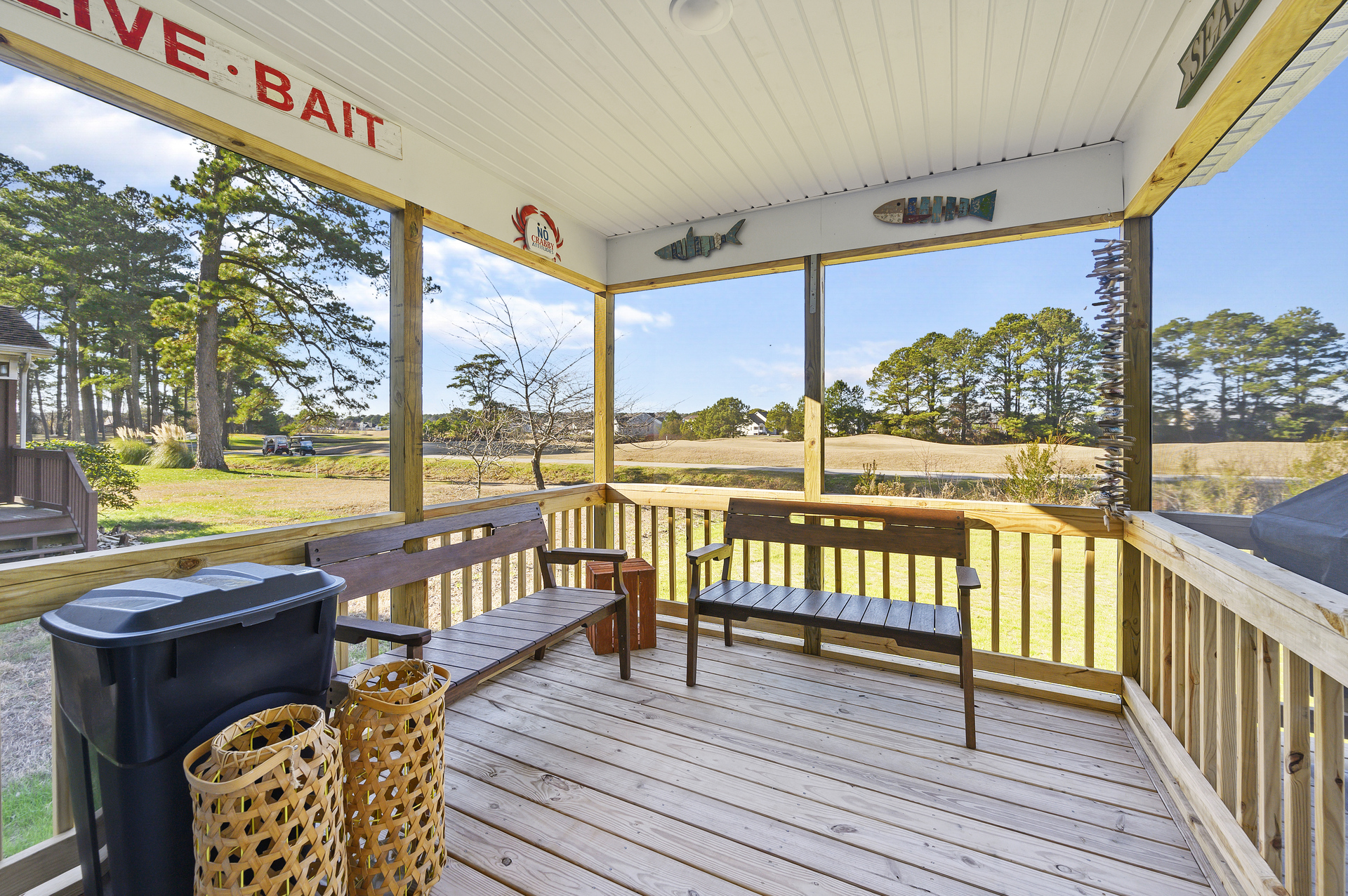 Share stories of the day's adventures on the Screened Porch.