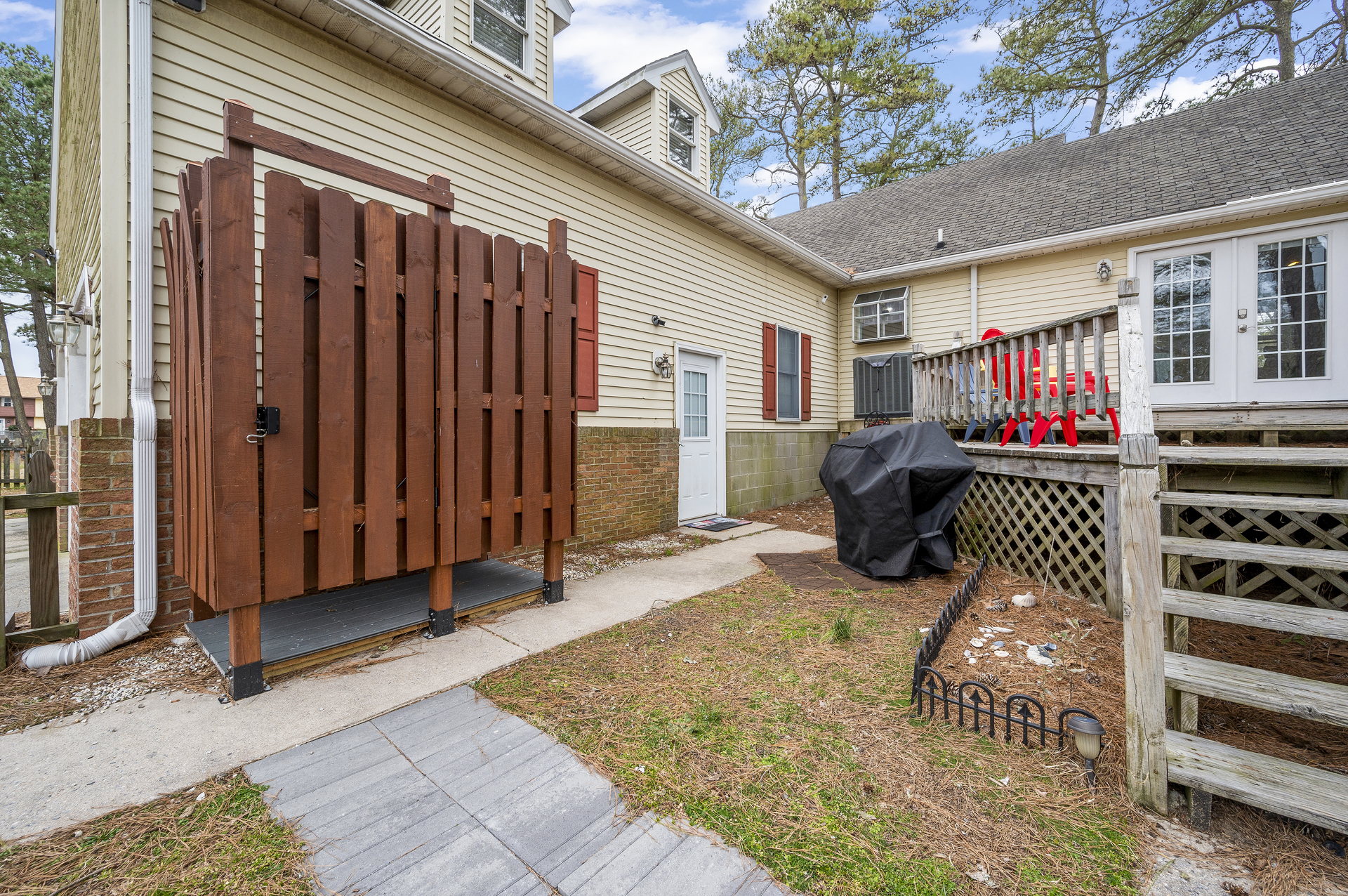 Refreshing Outdoor Shower for rinsing off after a day at the Beach.