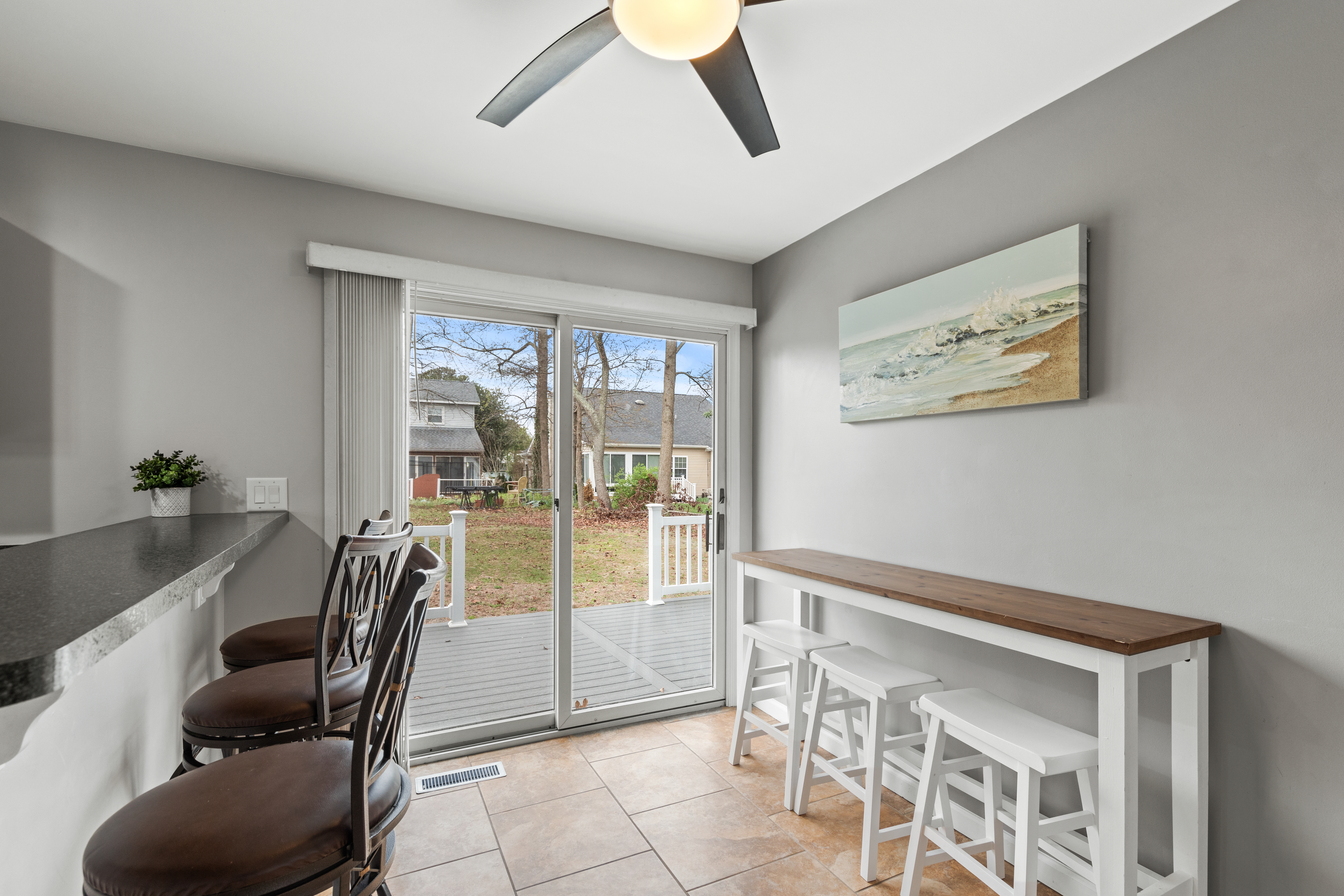 Backyard Patio access to the side of the Kitchen.