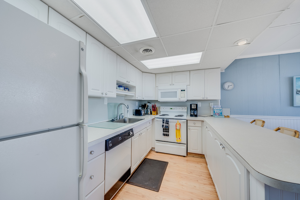 Plenty of counter space provides an area for packing the coolers or prepping Dinner