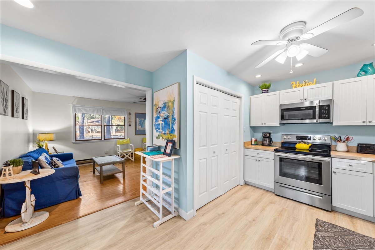 Well-Stocked Kitchen just off Living Area.