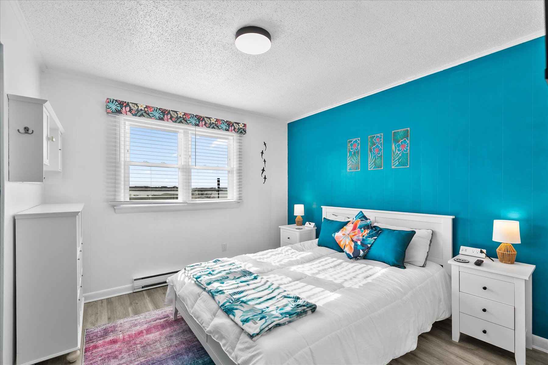 Enjoy a peaceful night sleep in the plush Queen Bed