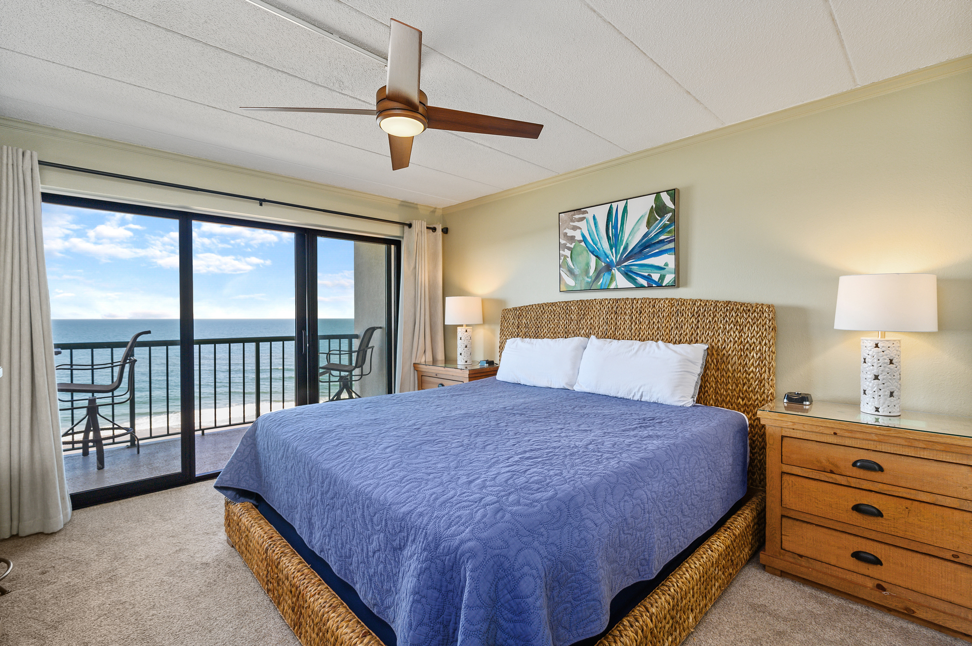 The Primary Bedroom has a luxurious King Bed.
