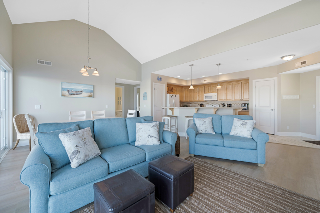 Sleeper Sofa in Living Area helps this beautiful home sleep 8 comfortably.