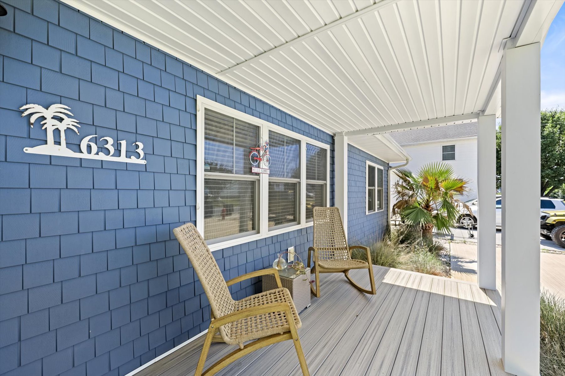 Sip Sweet Tea on the Covered Porch and take in that salty, sweet sea breeze.