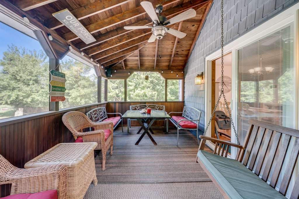 Or dine Al-Fresco on the Screened Porch! There's nothing like being tucked back in the glade.