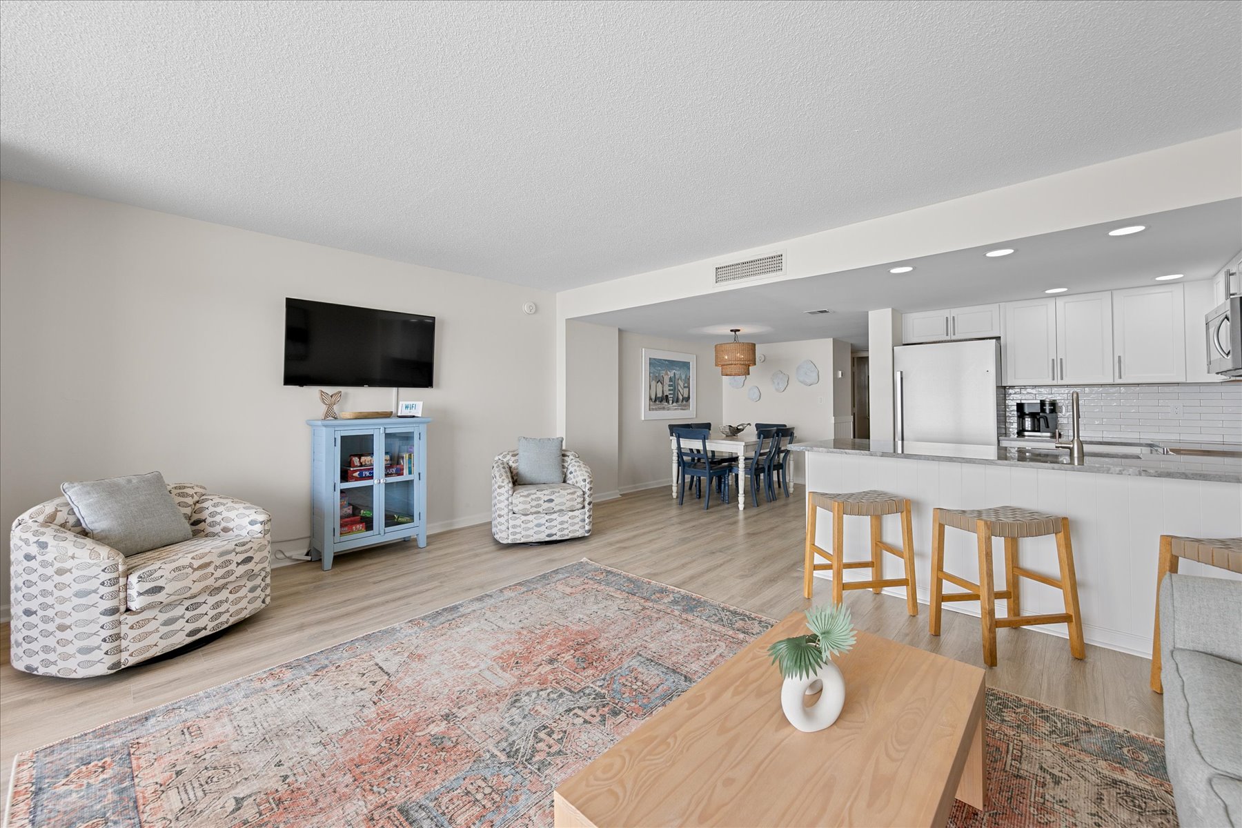 Enjoy a Family Movie Night on the Flat Screen TV.