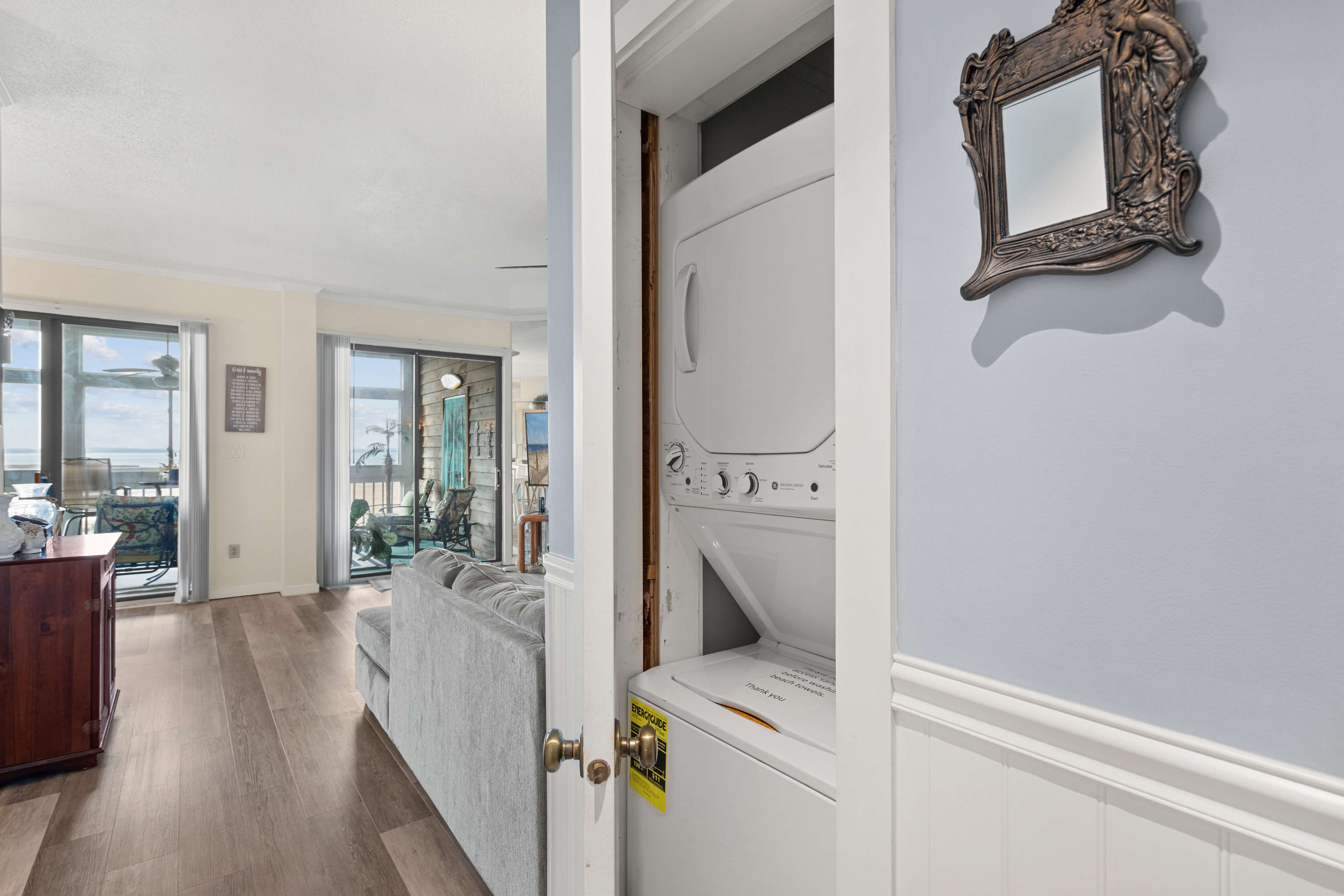 There is also a stacked Washer/Dryer for your convenience!