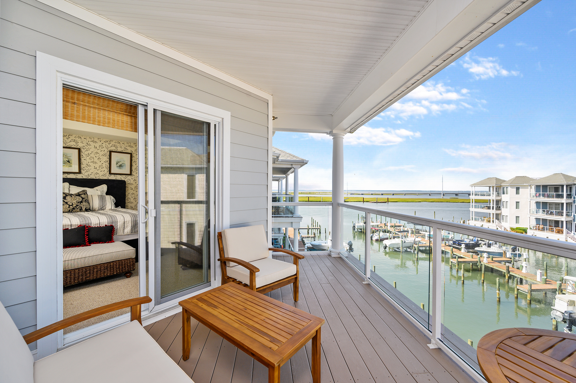 Slip out to the Waterfront Deck to take in that salty, sweet bay breeze.