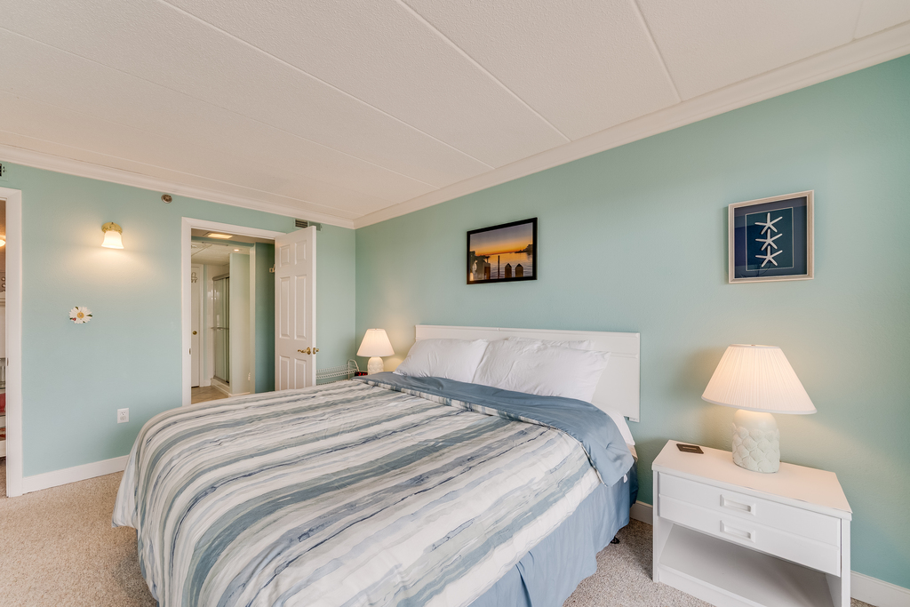 Sink into the Plush King Bed and enjoy the Flat Screen TV.