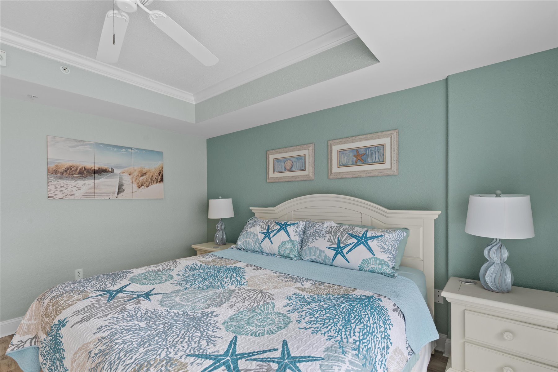 Enjoy restful nights in the Plush King Bed.