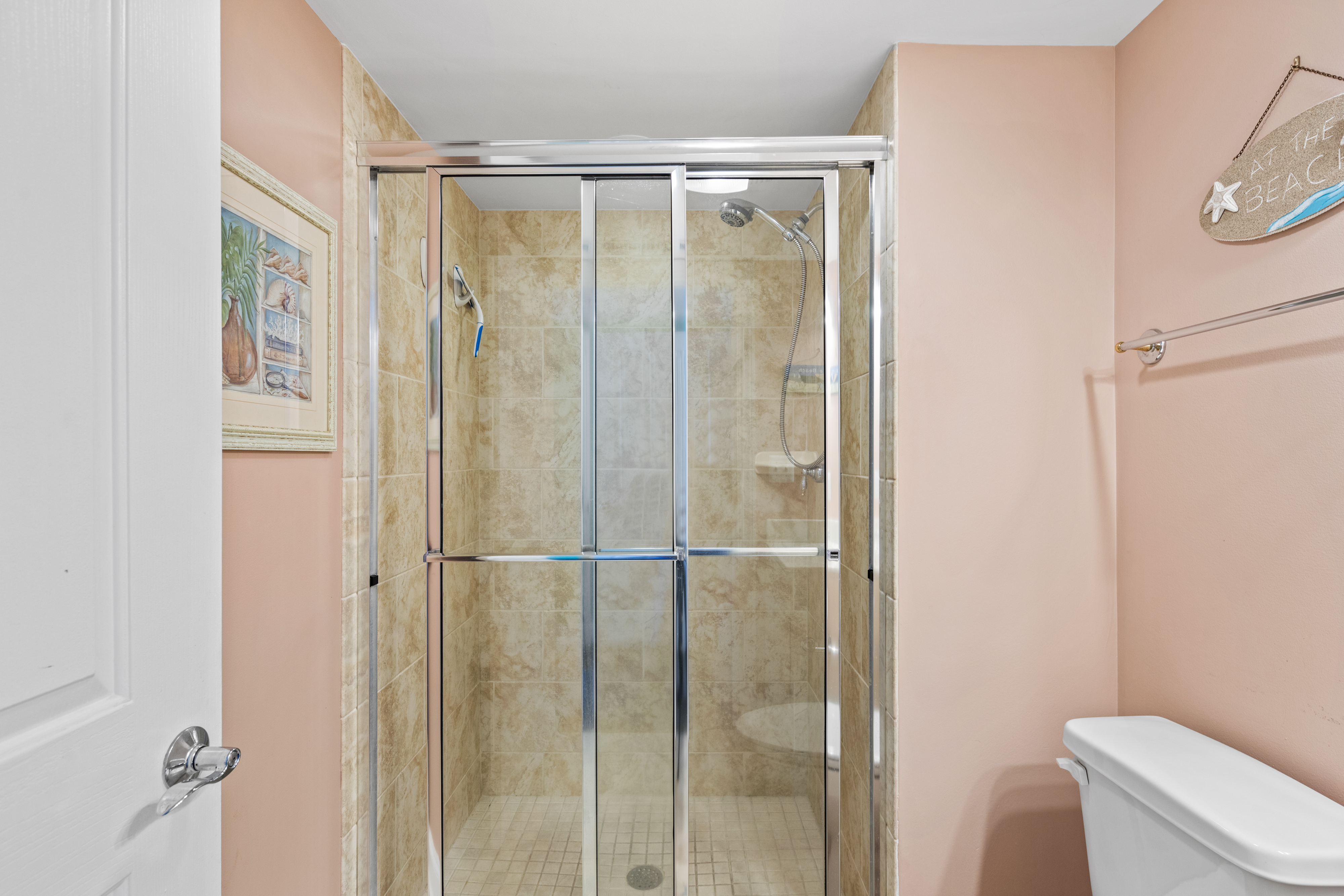 Freshen up in the Spacious Walk-In Shower.