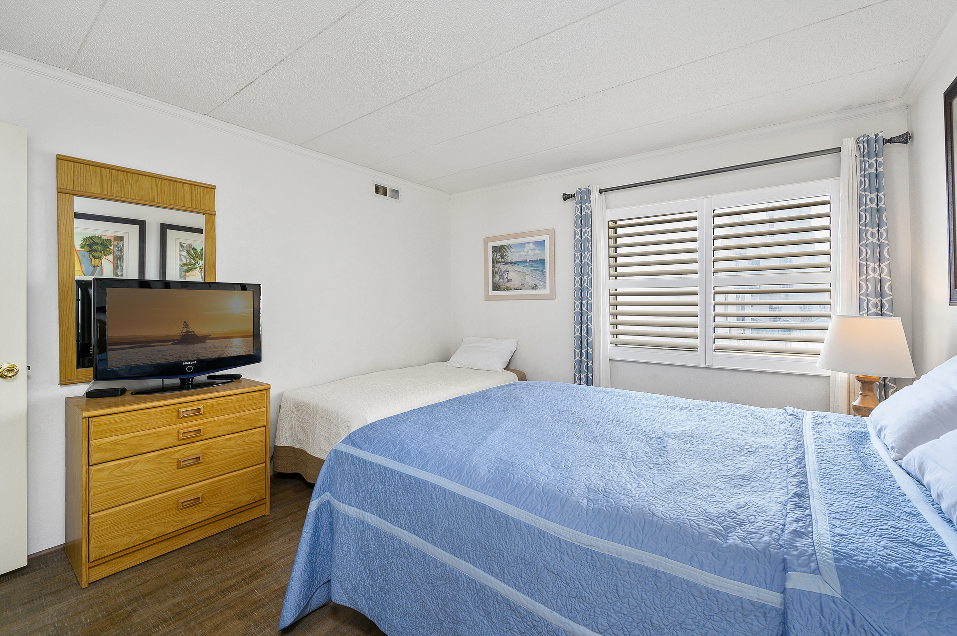 Bedroom 2 will sleep up to 4 in comfort and style with a Queen bed and a Twin as well as a flat screen TV