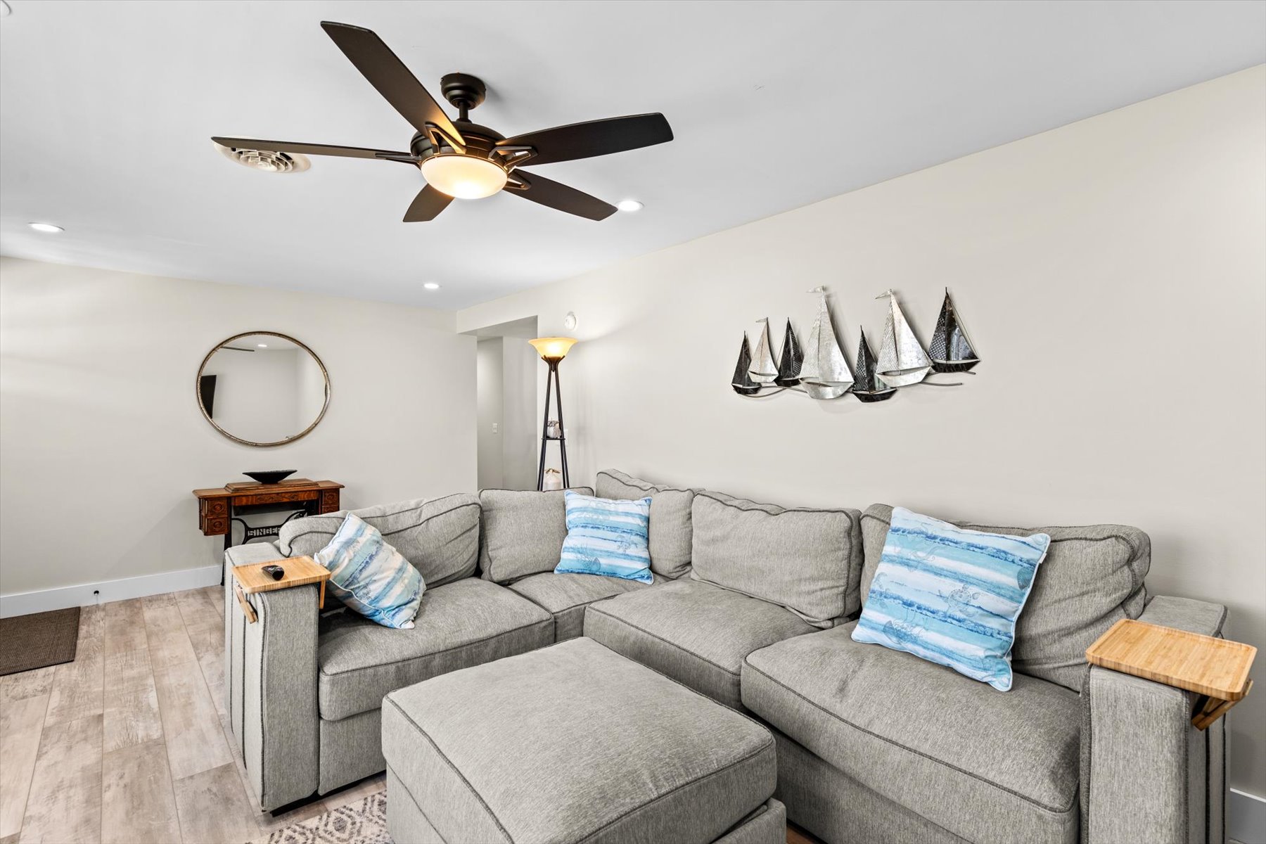 Sink into comfy furnishings - The Blue Crab has SO much space.