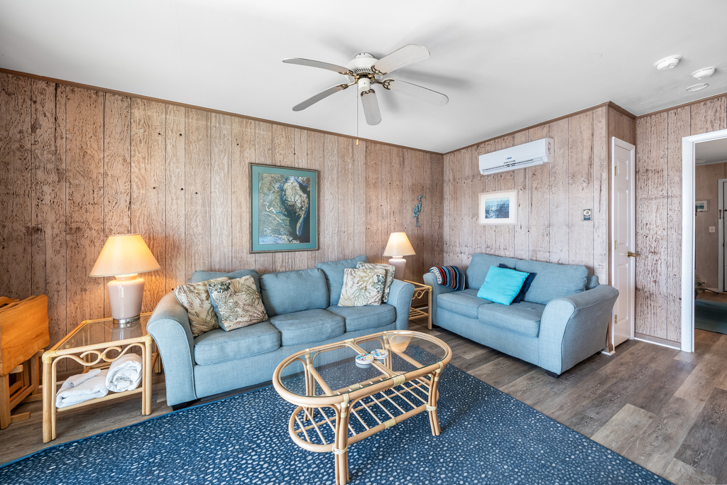 The comfy Living Room has Free WiFi, Satellite TV, and a Brand New Queen Sleeper Sofa.