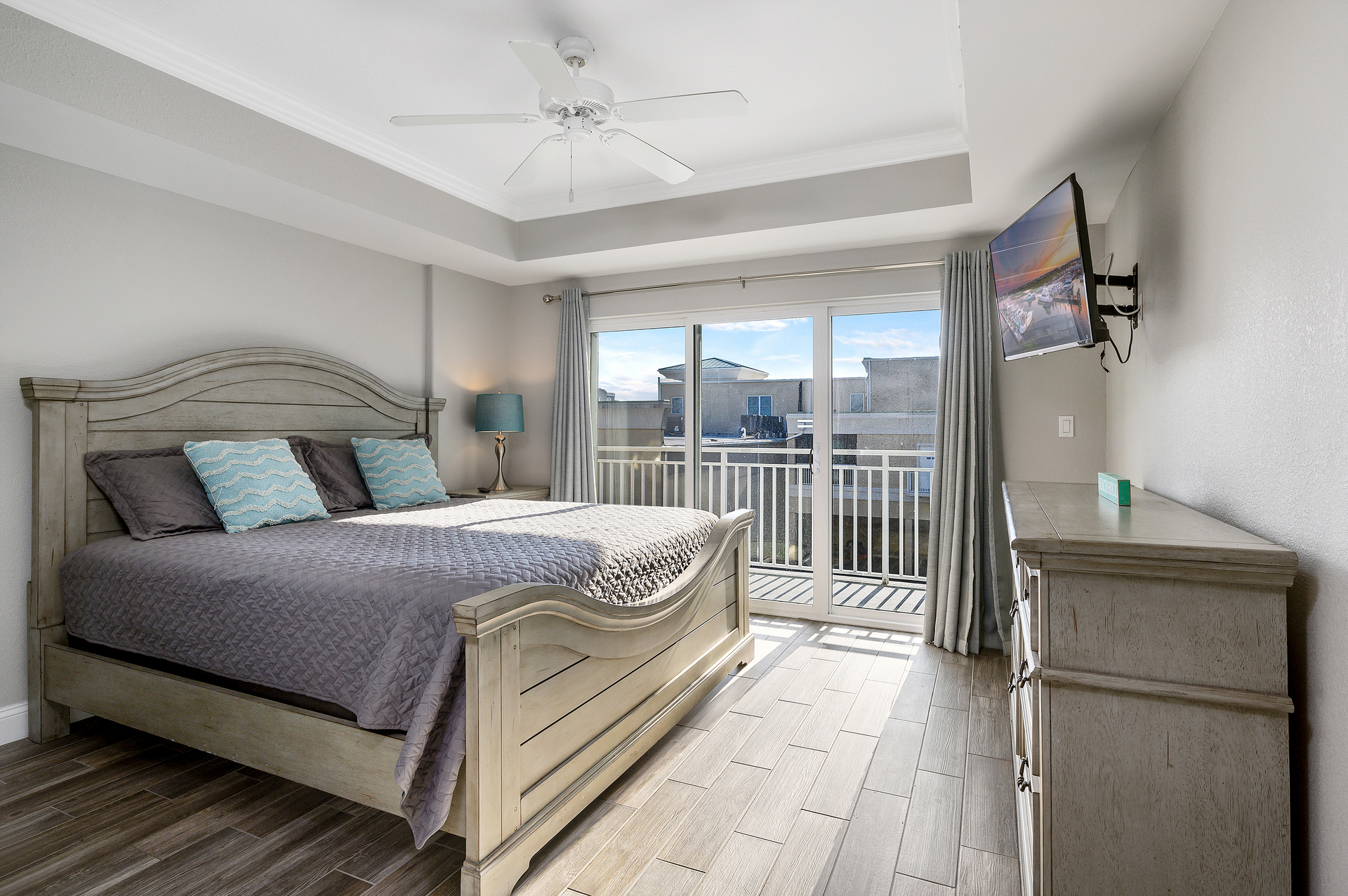 The luxury King bedding in the Primary Bedroom will have you sleeping like royalty