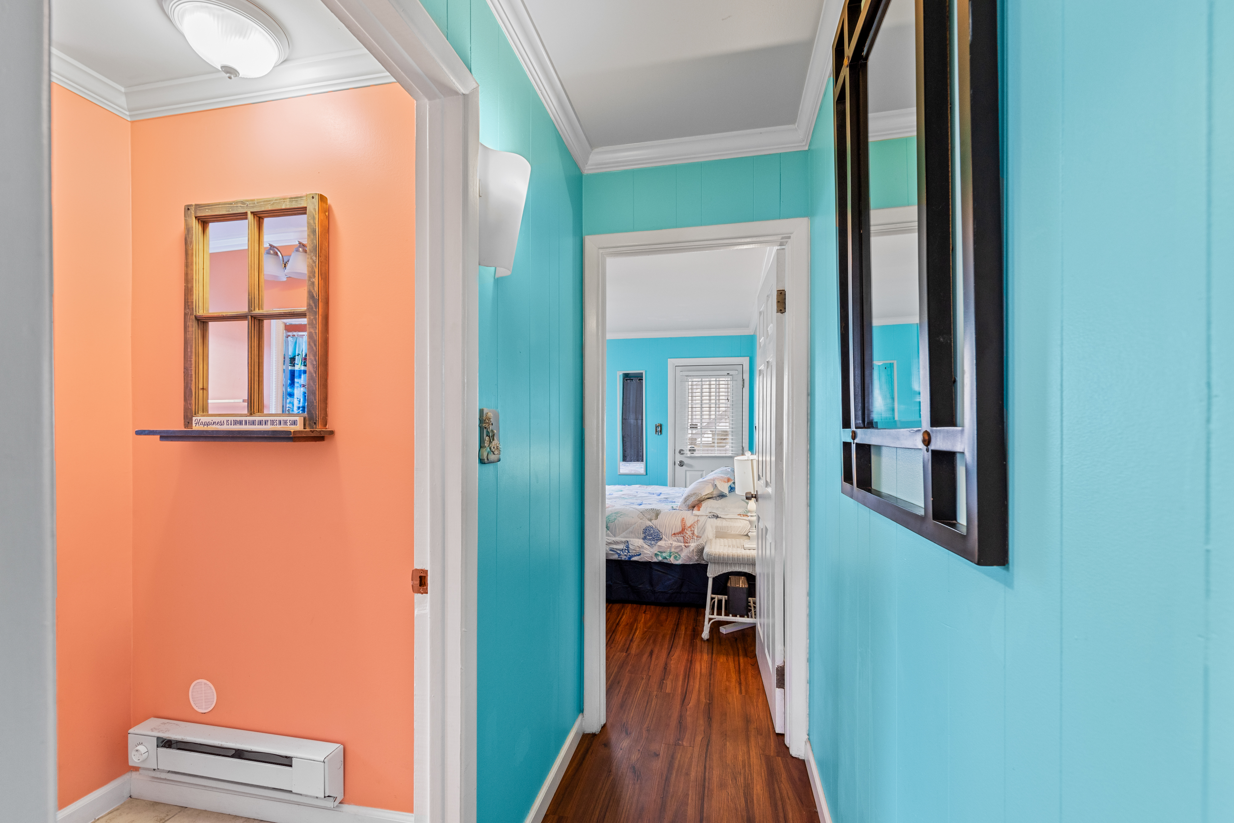The Hall will lead you to the Full Bath and Bedroom.
