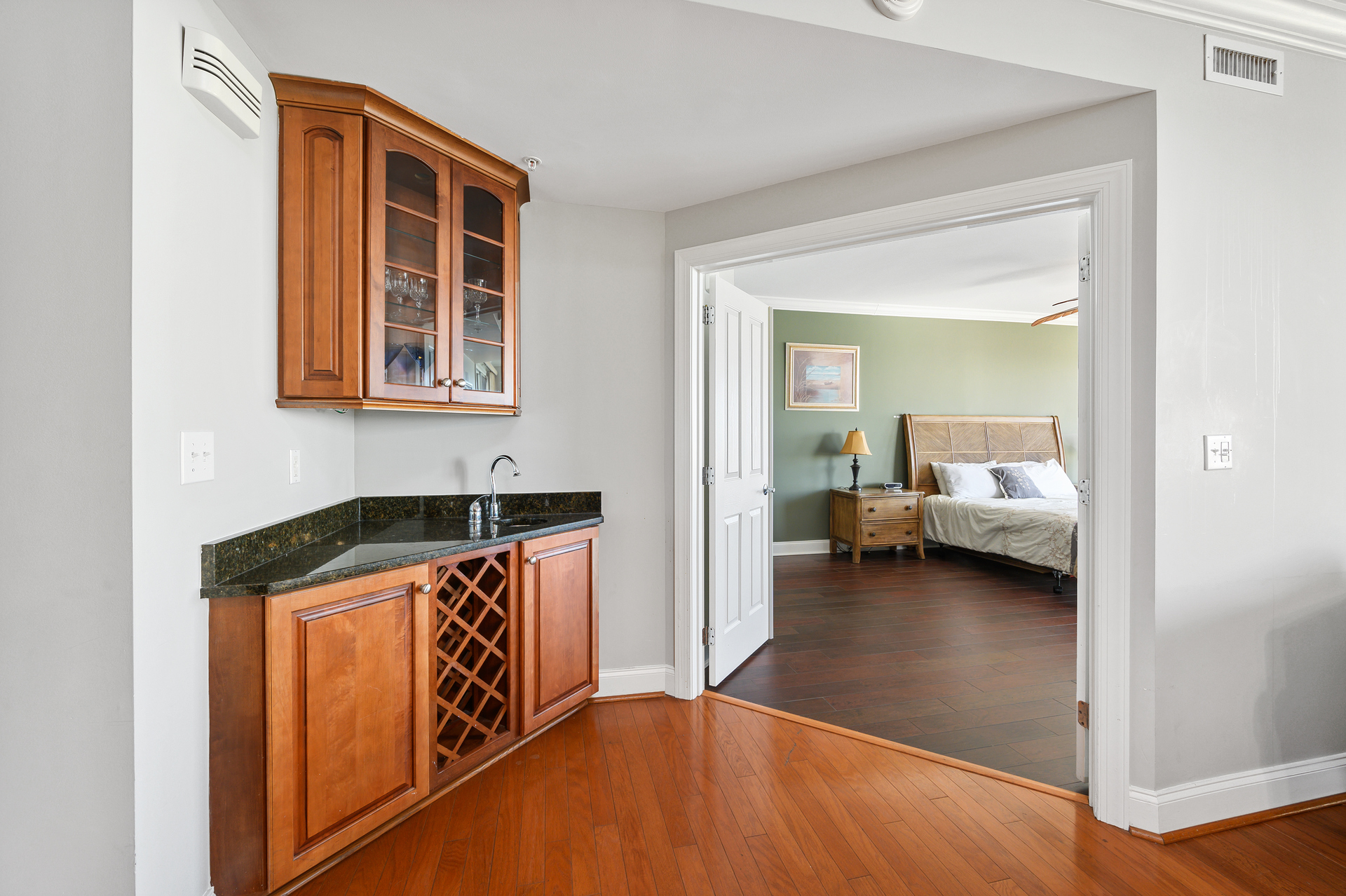 Cocktail hour is made easy with this Wet Bar!
