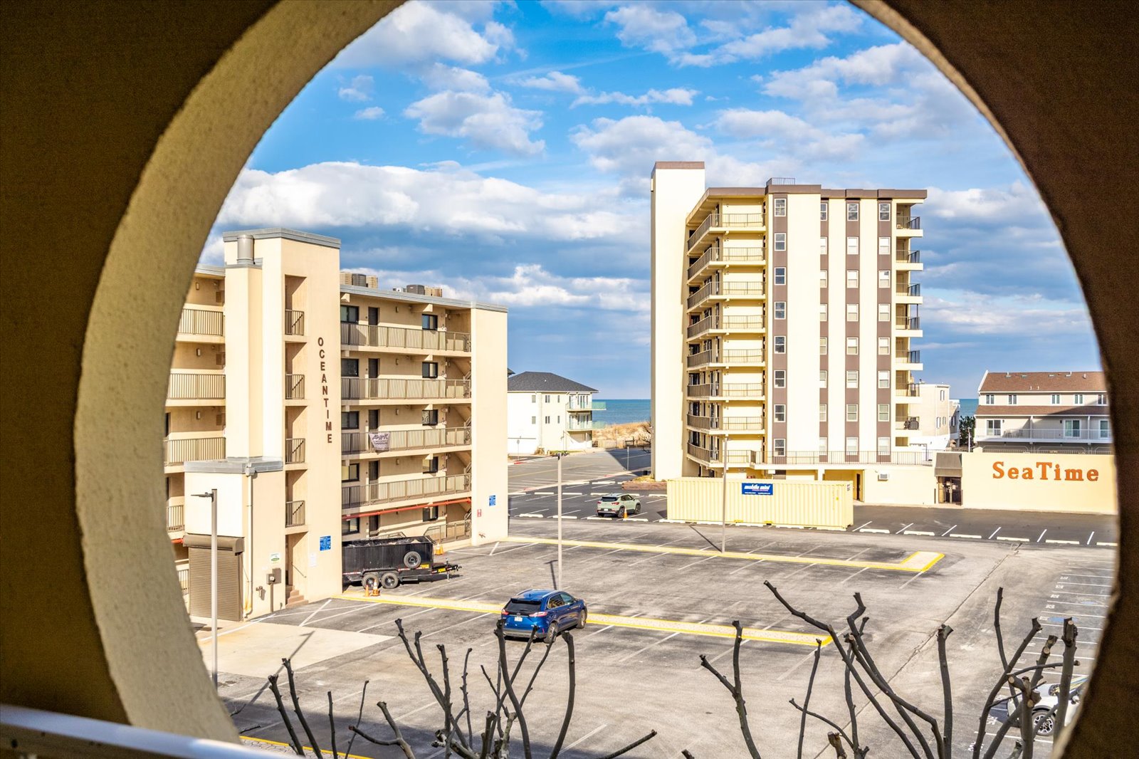 Take a look outside at the nearby scenery and vibrant beach-town architecture surrounding the complex.