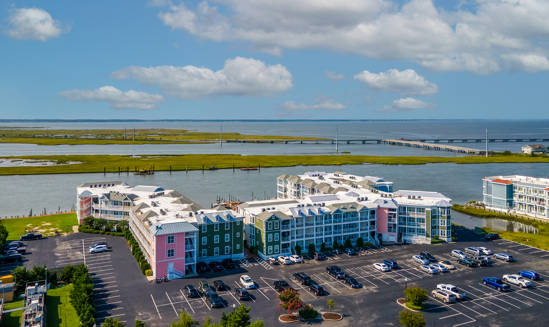 Sunset Bay Villas sits on the Chincoteague Bay.